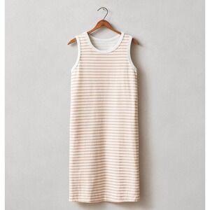 NWOT American Giant Womens Muscle Tee Tank Dress L Cork Striped USA Made